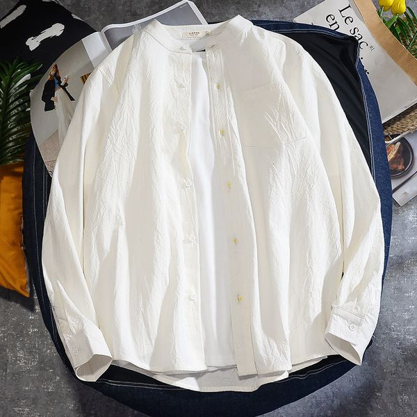 2021 new japan style brand dress shirt for men long sleeve spring autumn cotton and linen green black white o8ns, White;black 
2021 new japan style brand dress shirt for men long sleeve spring autumn cotton and linen green black white o8ns, White;black