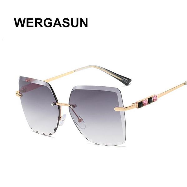 sunglasses wergasun square women retro vintage rimless eyewear feminino big shades, White;black
sunglasses wergasun square women retro vintage rimless eyewear feminino big shades, White;black