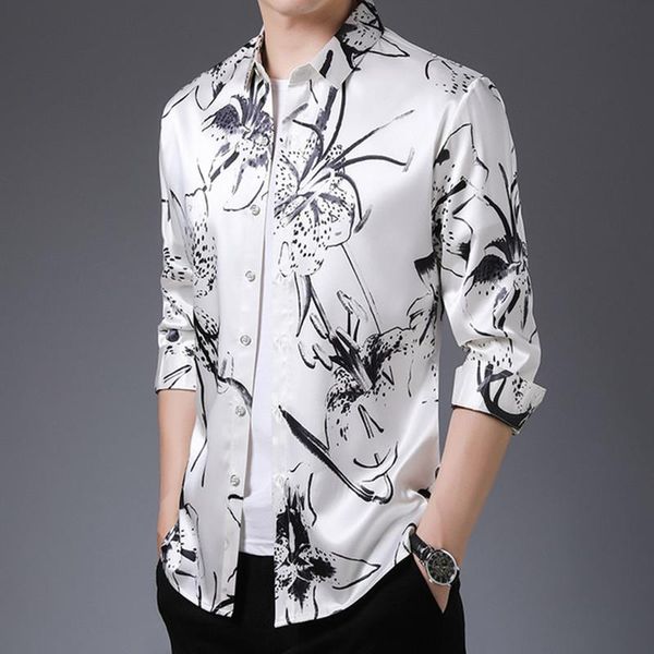 men's casual shirts sleeve brand long men social shirt spring streetwear floral dress mens slim regular fit clothes fashions, White;black
men's casual shirts sleeve brand long men social shirt spring streetwear floral dress mens slim regular fit clothes fashions, White;black