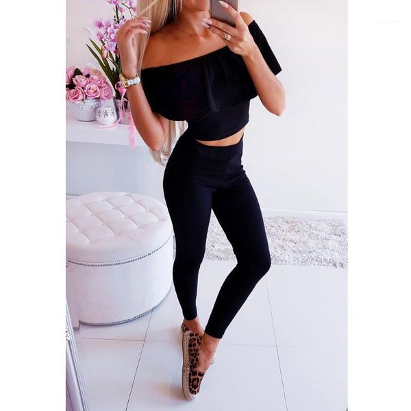 gym clothing women set summer shoulder-baring collar and slim trousers casual tracksuit 2021 solid color sports suits #31, White;black
gym clothing women set summer shoulder-baring collar and slim trousers casual tracksuit 2021 solid color sports suits #31, White;black