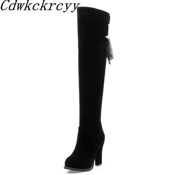 women boots winter new style high-heeled waterproof round head coarse heel high boots black grind suede women 34-43
women boots winter new style high-heeled waterproof round head coarse heel high boots black grind suede women 34-43
