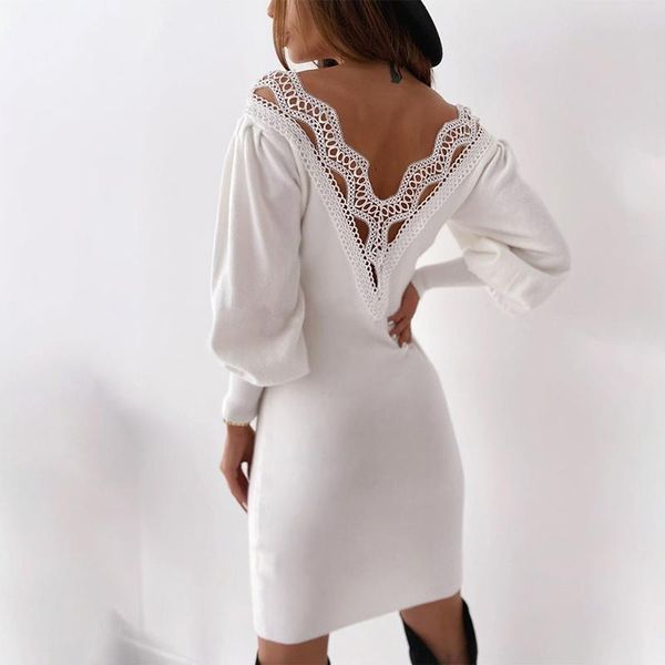 2020 v-neck patchwork dress lantern sleeve dress white black lace edge autumn winter knee backless mini dresses, Black;gray
2020 v-neck patchwork dress lantern sleeve dress white black lace edge autumn winter knee backless mini dresses, Black;gray