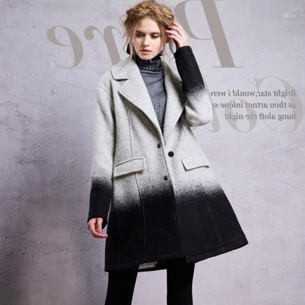 women's wool & blends winter elegant vitage style coats female long sleeve turn-down collar gradient jackets fashion outerwear gx15711, Black
women's wool & blends winter elegant vitage style coats female long sleeve turn-down collar gradient jackets fashion outerwear gx15711, Black