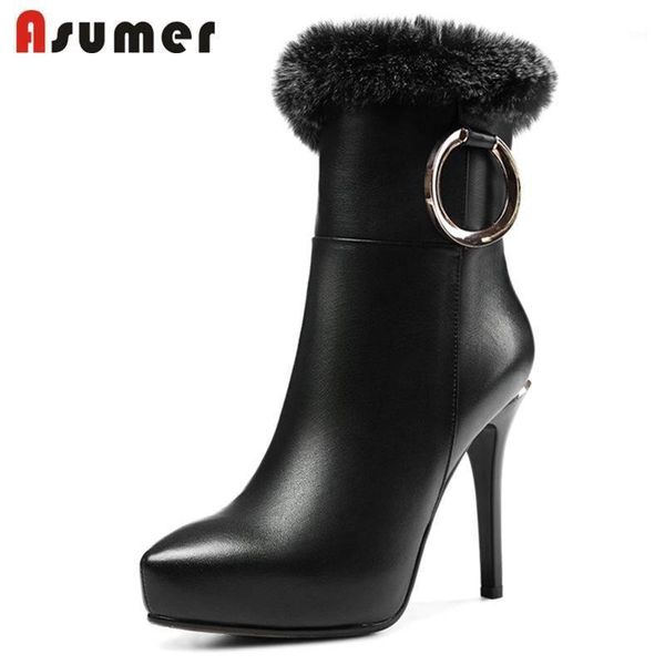 boots asumer 2021 fashion genuine leather super high stiletto heels ankle for women fur platform zipper winter1, Black
boots asumer 2021 fashion genuine leather super high stiletto heels ankle for women fur platform zipper winter1, Black