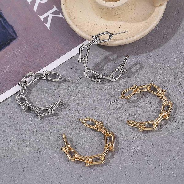 hoop & huggie punk style women's statement trendy gold silver color metal geometric chain shape earrings for women party jewelry gifts, Golden;silver
hoop & huggie punk style women's statement trendy gold silver color metal geometric chain shape earrings for women party jewelry gifts, Golden;silver