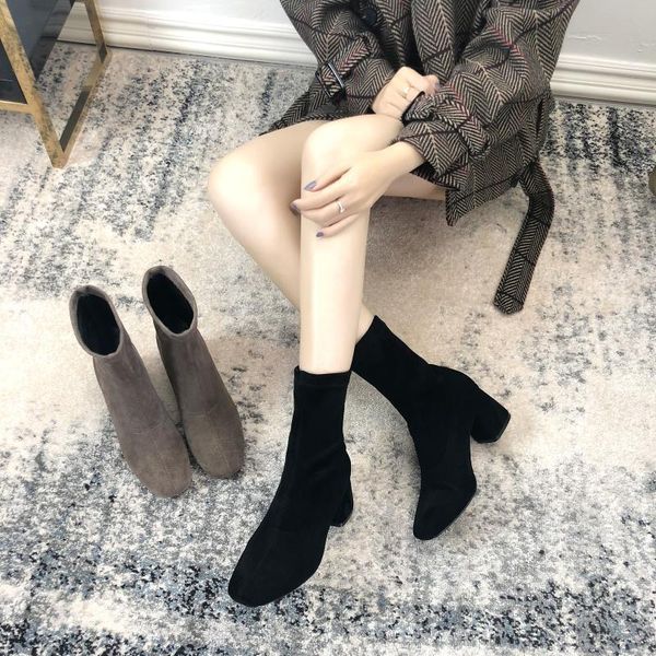 shoe boots spring and autumn single boots thick heels socks square-headed elastic high-heeled, Black
shoe boots spring and autumn single boots thick heels socks square-headed elastic high-heeled, Black