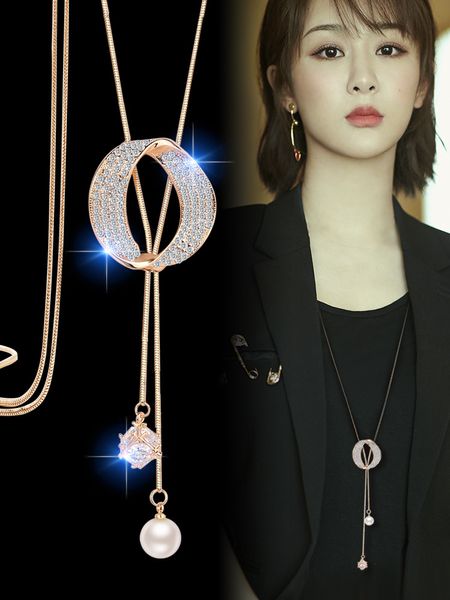 sparkle zirconium imitation pearl high-grade sweater chain women's fashion long necklaces net red versatile simple tassel autumn and wi, Silver
sparkle zirconium imitation pearl high-grade sweater chain women's fashion long necklaces net red versatile simple tassel autumn and wi, Silver