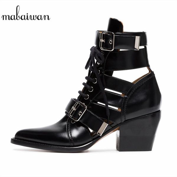 boots mabaiwan brand design black leather summer woman's shoes pointed toe high heels ankle buckle lace up women
boots mabaiwan brand design black leather summer woman's shoes pointed toe high heels ankle buckle lace up women