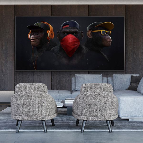 3 wise monkey wall art canvas oil painting creative funny animal poster prints wall pictures for living room modern home decoration
3 wise monkey wall art canvas oil painting creative funny animal poster prints wall pictures for living room modern home decoration