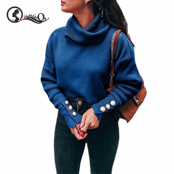autumn winter sweater female knitted solid women turtleneck sweater pullover long sleeves button casual jumper1, White;black
autumn winter sweater female knitted solid women turtleneck sweater pullover long sleeves button casual jumper1, White;black