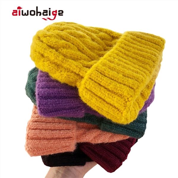 wool winter ladies knit beanie thick warm soft cap fashion solid color cashmere hat women skullies beanies crochet y201024, Blue;gray
wool winter ladies knit beanie thick warm soft cap fashion solid color cashmere hat women skullies beanies crochet y201024, Blue;gray