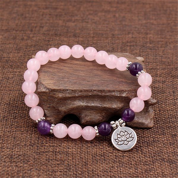 8mm natural pink crystal purple stone bracelet lotus tree of life 3d buddha charm elastic bracelets for women yoga meditation t200422, Black
8mm natural pink crystal purple stone bracelet lotus tree of life 3d buddha charm elastic bracelets for women yoga meditation t200422, Black