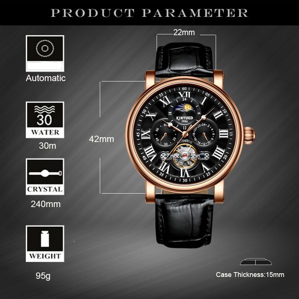 kinyued moon phase watch men tourbillon mechanical watches automatic classic skeleton wrist watch sports 42mm relogio masculino, Slivery;brown
kinyued moon phase watch men tourbillon mechanical watches automatic classic skeleton wrist watch sports 42mm relogio masculino, Slivery;brown