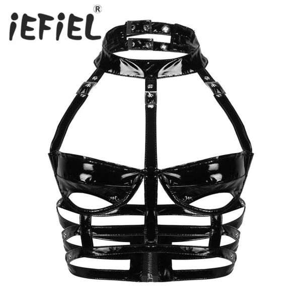 bras womens leather punk gothic wetlook costumes clubwear lingerie halter neck pole fashion cups cutout low back caged bra top, Red;black
bras womens leather punk gothic wetlook costumes clubwear lingerie halter neck pole fashion cups cutout low back caged bra top, Red;black