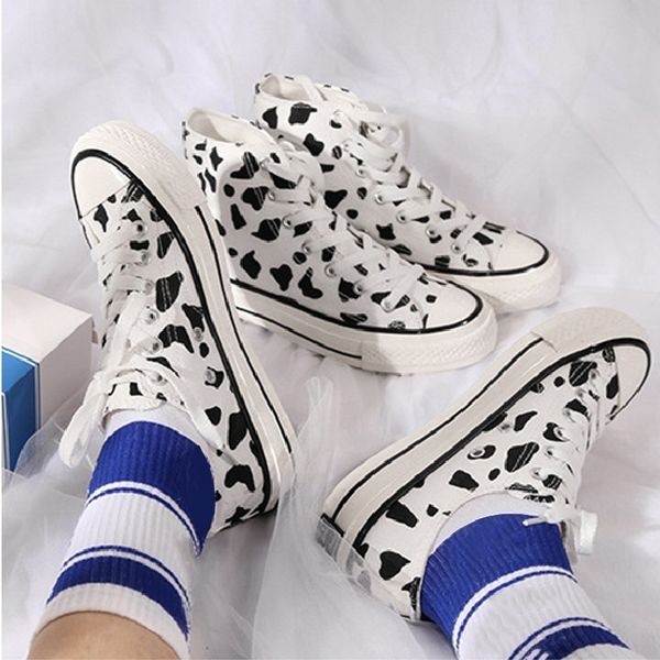 women flat platform vulcanized shoes canvas lace up cow spot graffiti students ladies spring casual fashion female board shoes y200424, Black
women flat platform vulcanized shoes canvas lace up cow spot graffiti students ladies spring casual fashion female board shoes y200424, Black