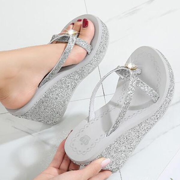 summer platform women shoes beach sandals rhinestones sequin slope with flip flops breathable shiny wedge slippers women sh321 x1020, Black
summer platform women shoes beach sandals rhinestones sequin slope with flip flops breathable shiny wedge slippers women sh321 x1020, Black