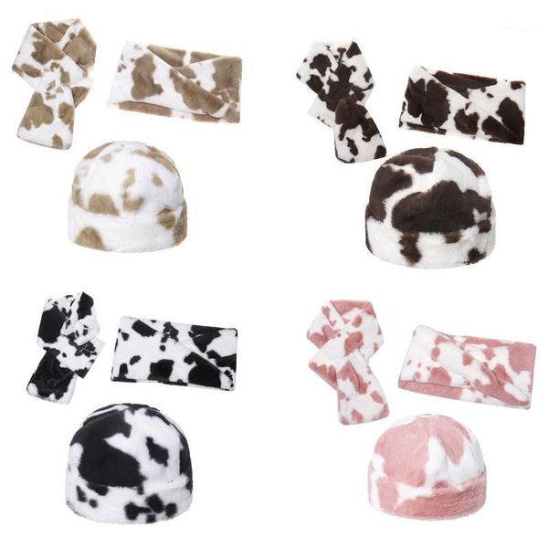 3Pcs Winter Milk Cow Print Fluffy Plush Warm Beanie Skull Hat with Scarf Set1, Blue;gray
3Pcs Winter Milk Cow Print Fluffy Plush Warm Beanie Skull Hat with Scarf Set1, Blue;gray