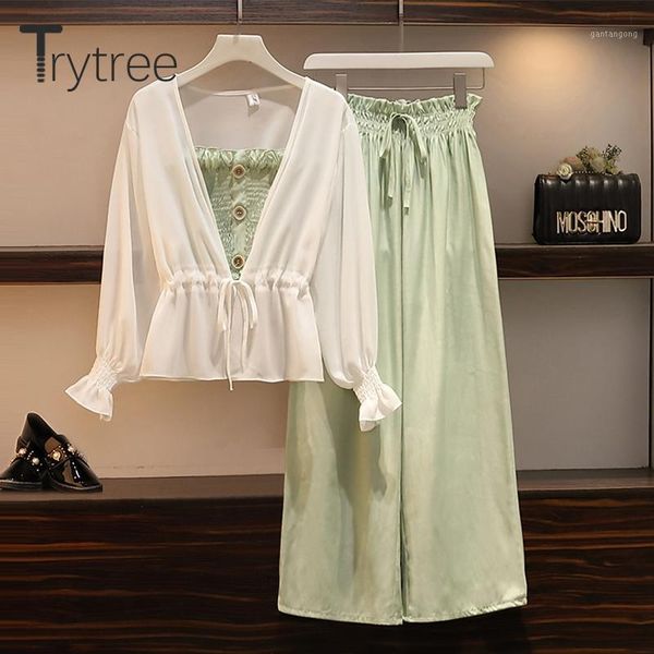 trytree spring summer women three piece sets casual loose blouse and sling + pants elastic waist wide leg pants 3 piece set1, Gray
trytree spring summer women three piece sets casual loose blouse and sling + pants elastic waist wide leg pants 3 piece set1, Gray