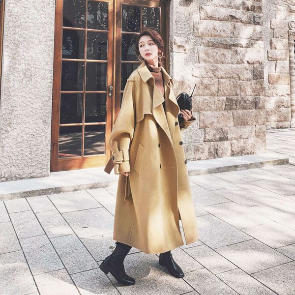 woollen women's mid long korean version thickened loose temperament celebrity high end single cashmere coat8uy, Black
woollen women's mid long korean version thickened loose temperament celebrity high end single cashmere coat8uy, Black