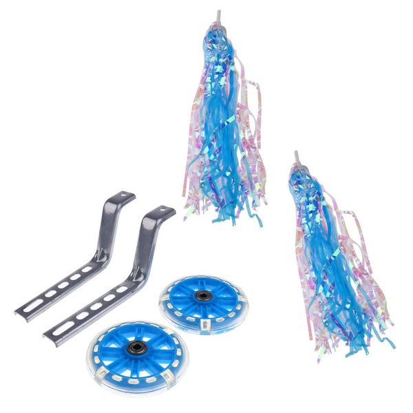 kids children bike stabilisers 12- 20\" training wheels + handlebar tassels