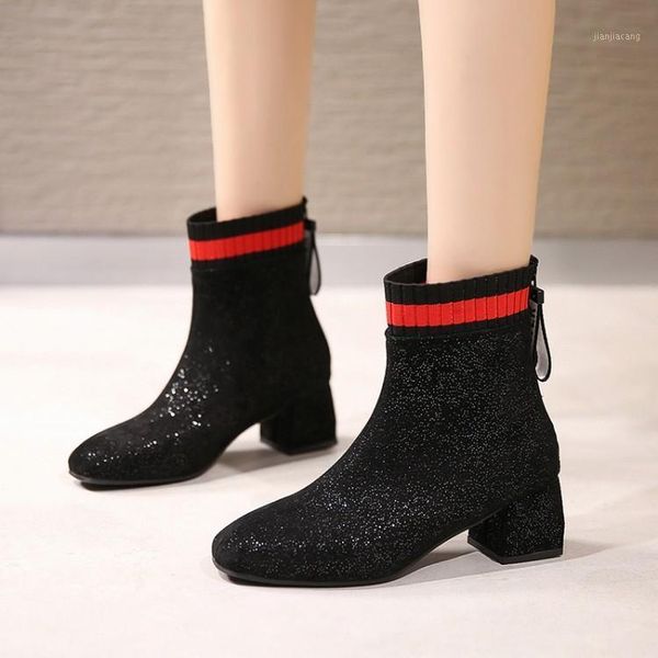 autumn winter new arrive women ankle boots fashion high heels round toes slip on glitter short boots luxury ladies casual shoes1, Black
autumn winter new arrive women ankle boots fashion high heels round toes slip on glitter short boots luxury ladies casual shoes1, Black