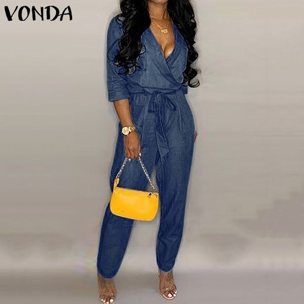 fashion summer denim jumpsuits vonda women deep v neck rompers casual linen overalls femme loose playsuits plus size pants y200106, Black;white
fashion summer denim jumpsuits vonda women deep v neck rompers casual linen overalls femme loose playsuits plus size pants y200106, Black;white