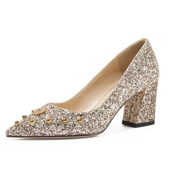 dress shoes rhinestone rivet high heels women wedding fashion glitter pointed toe ladies pumps comfortable thick heel, Black
dress shoes rhinestone rivet high heels women wedding fashion glitter pointed toe ladies pumps comfortable thick heel, Black