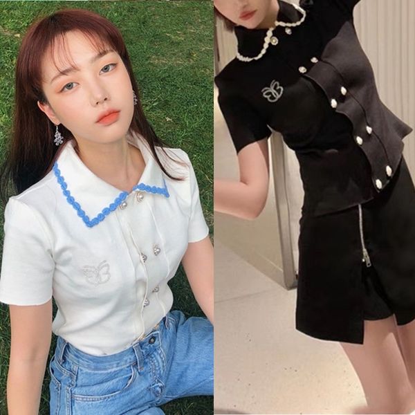 20 french button butterfly small fragrance sewing pearl butterfly polo lapel short sleeve t-shirt pearl button t-shirt short women summer ig, White;black
20 french button butterfly small fragrance sewing pearl butterfly polo lapel short sleeve t-shirt pearl button t-shirt short women summer ig, White;black
