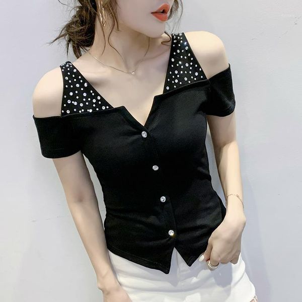 women t-shirt new 2020 summer short sleeve out off the shoulder fashion casual diamond and shirt plus size blusas1, White
women t-shirt new 2020 summer short sleeve out off the shoulder fashion casual diamond and shirt plus size blusas1, White