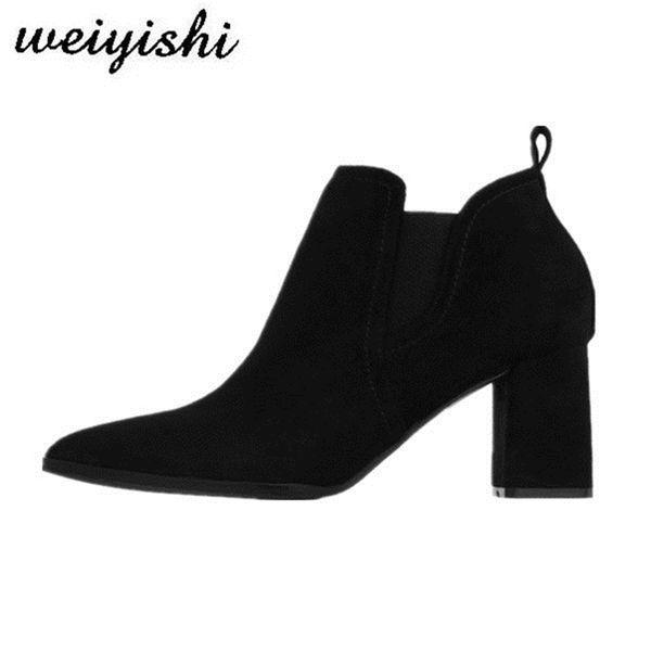 weiyishi lady's boots flock women's shoes thin heels ankle boots pointed toe shoes lj201030, Black
weiyishi lady's boots flock women's shoes thin heels ankle boots pointed toe shoes lj201030, Black