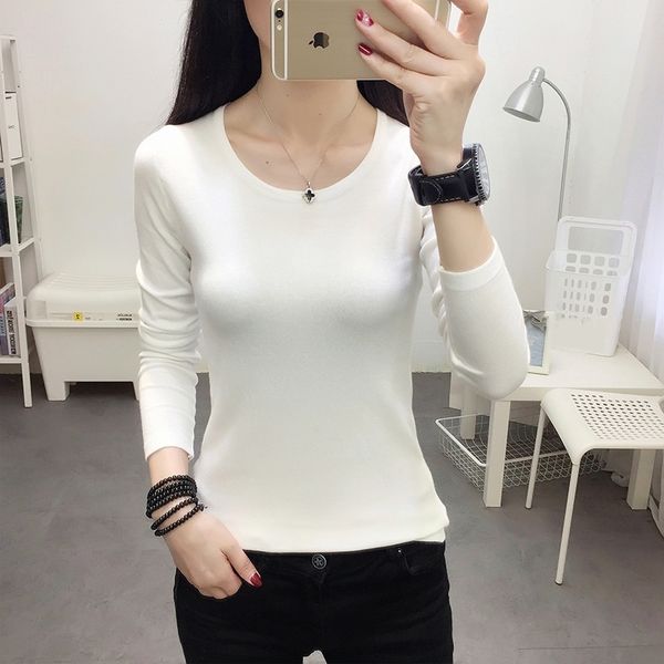 core spun yarn with underlay long sleeve autumn winter new 2020 knitted shirt sweater shirt slim fit fit and versatile knitwear women's, White;black
core spun yarn with underlay long sleeve autumn winter new 2020 knitted shirt sweater shirt slim fit fit and versatile knitwear women's, White;black