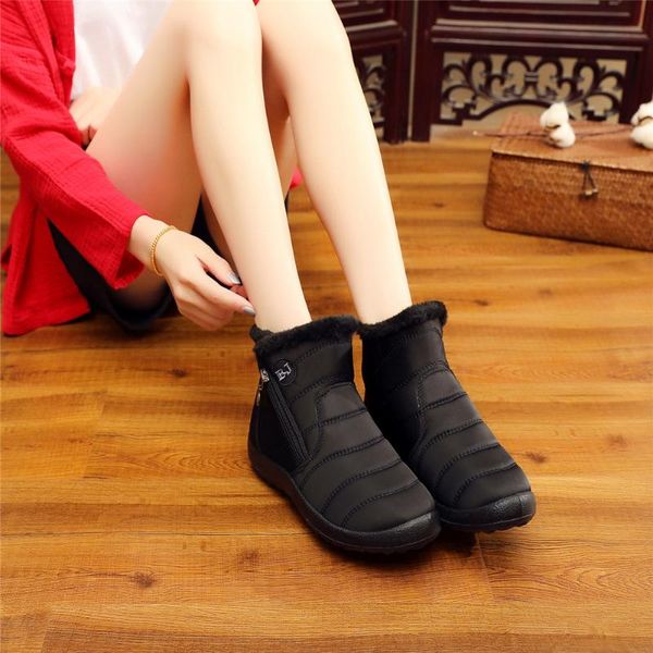 women waterproof non-slip cotton shoes with zipper winter warm thick fleece lined snow boot causal middle boot, Black
women waterproof non-slip cotton shoes with zipper winter warm thick fleece lined snow boot causal middle boot, Black