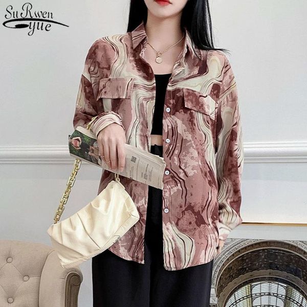 vintage hong kong style ink printed long sleeve women's shirt korean loose blouse women single breasted streetwear 11875, White 
vintage hong kong style ink printed long sleeve women's shirt korean loose blouse women single breasted streetwear 11875, White