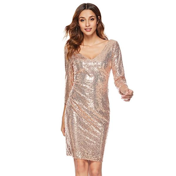 autumn women's sequin dress deep v-neck seven-quarter sleeve hip casual dresses office knee elegant party dress vestido a2445, Black;gray
autumn women's sequin dress deep v-neck seven-quarter sleeve hip casual dresses office knee elegant party dress vestido a2445, Black;gray