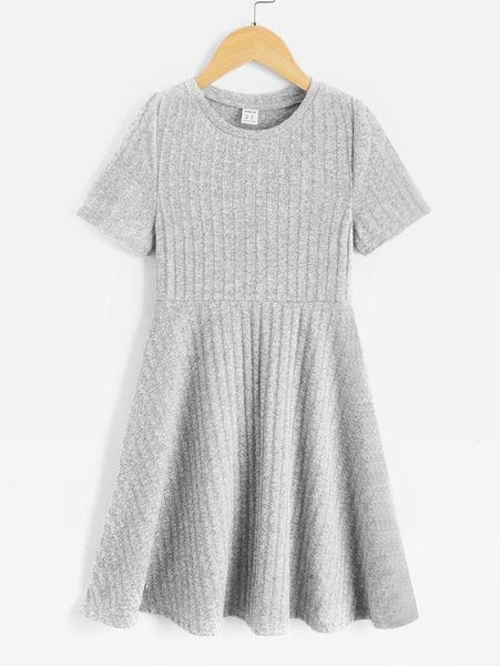 girls solid rib-knit dress she, Red;yellow