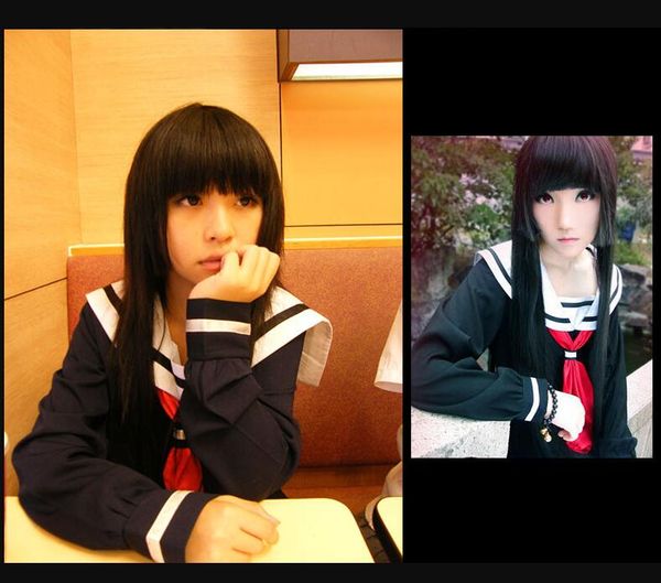 anime costumes japanese anime jigoku shojo cosplay costume hell girl enma ai cosplay costume student school uniform sailor suit, Black