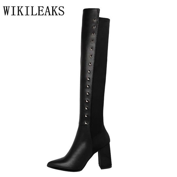 riding boots designer rivets bigtree shoes woman thigh high leather boots women over the knee high heels, Black
riding boots designer rivets bigtree shoes woman thigh high leather boots women over the knee high heels, Black