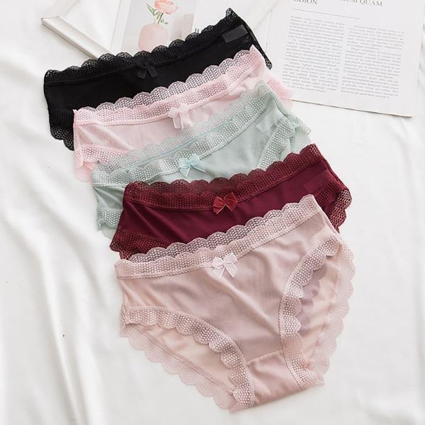 1pc solid color lace gauze bowknot trim briefs fashion comfortable breathable mid rise seamless panties for women, Black;pink
1pc solid color lace gauze bowknot trim briefs fashion comfortable breathable mid rise seamless panties for women, Black;pink