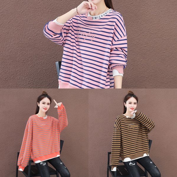 women's new fashion casual 2020 autumn korean style large size loose slimming striped round sweater sweaterneck sweater we8hh, Black
women's new fashion casual 2020 autumn korean style large size loose slimming striped round sweater sweaterneck sweater we8hh, Black