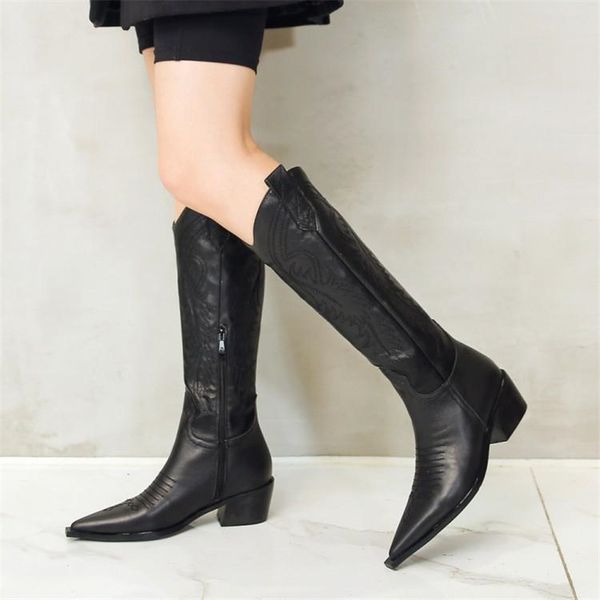 western boots women knee high cowboy boots fashion pointed toe sewing shoes female high heels thick shoes ladies autumn winter, Black
western boots women knee high cowboy boots fashion pointed toe sewing shoes female high heels thick shoes ladies autumn winter, Black
