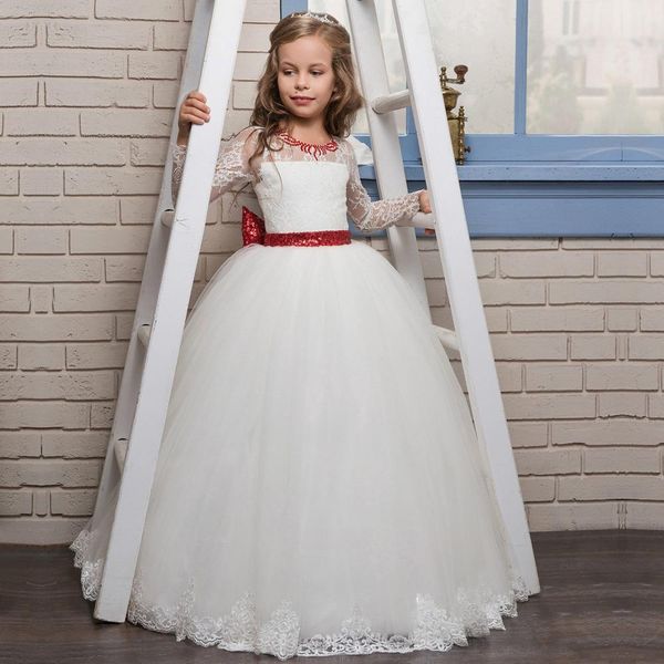 cute puffy tulle lace flower girl dresses for weddings long sleeves sequin bow sash ball gowns birthday party dresses kids formal wear, White;blue
cute puffy tulle lace flower girl dresses for weddings long sleeves sequin bow sash ball gowns birthday party dresses kids formal wear, White;blue