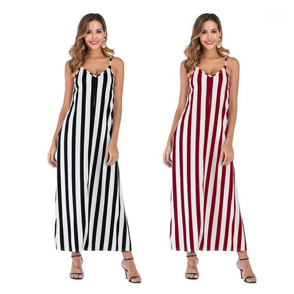 casual dresses women's sleeveless sling striped dress fashion loose summer floor length brand, Black;gray
casual dresses women's sleeveless sling striped dress fashion loose summer floor length brand, Black;gray