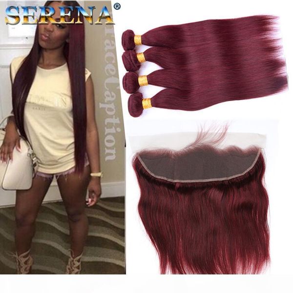 burgundy 13x4 lace frontal closure with bundles #99j wine red straight brazilian virgin human hair weaves with ear to ear lace band frontals, Black;brown
burgundy 13x4 lace frontal closure with bundles #99j wine red straight brazilian virgin human hair weaves with ear to ear lace band frontals, Black;brown