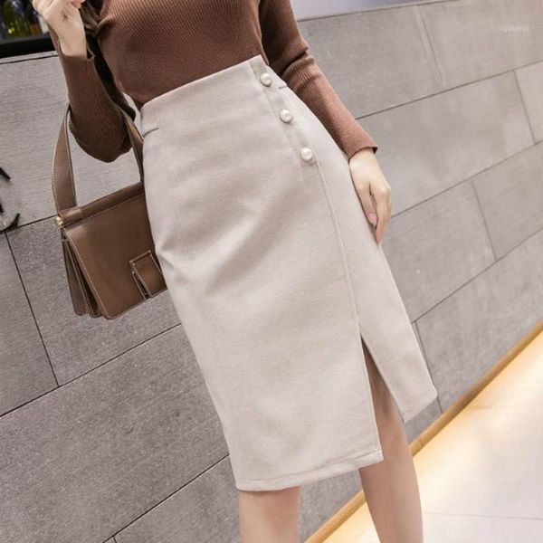 2021 women autumn winter slim woolen skirt lady button high waist a-line split faldas female casual irregular mid-long skirt d361, Black
2021 women autumn winter slim woolen skirt lady button high waist a-line split faldas female casual irregular mid-long skirt d361, Black
