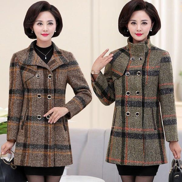 women's wool & blends swredmi autumn plaid coat women mother middle long stand collar plus size 4xl middle-aged jacket for winter1, Black
women's wool & blends swredmi autumn plaid coat women mother middle long stand collar plus size 4xl middle-aged jacket for winter1, Black
