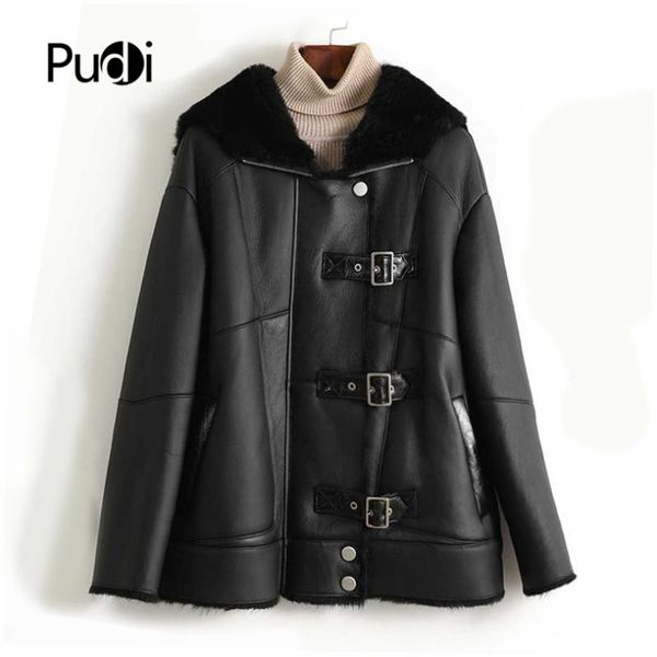 women's fur & faux pudi women real coat jacket female lady winter warm genuine leather with sheep motorcycle coats jackets parka a10022, Black
women's fur & faux pudi women real coat jacket female lady winter warm genuine leather with sheep motorcycle coats jackets parka a10022, Black