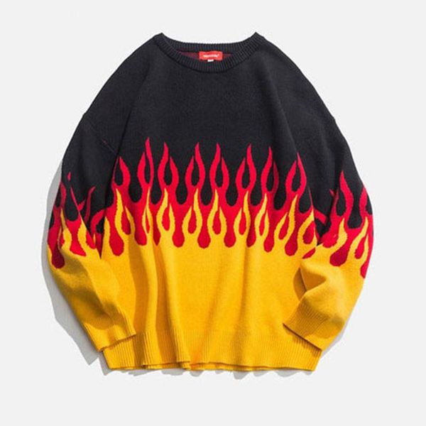 autumn winter harajuku men's sweater flame knitting casual loose pullover 2020 new japan style hip hop male cold blouse unisex, White;black
autumn winter harajuku men's sweater flame knitting casual loose pullover 2020 new japan style hip hop male cold blouse unisex, White;black