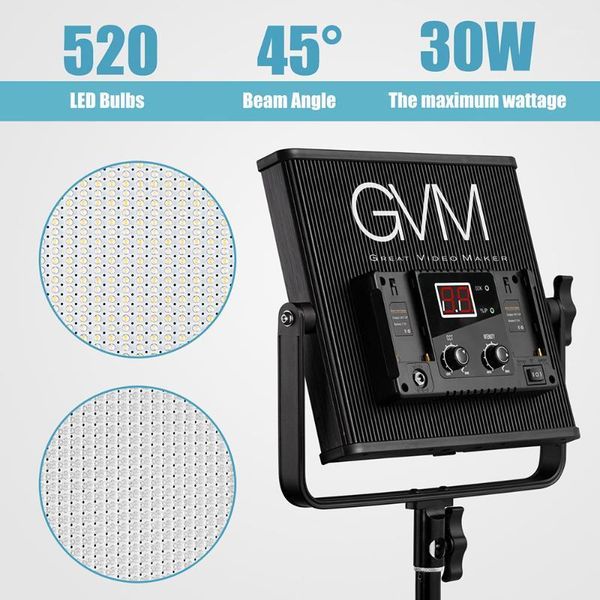 flash heads gvm gvm-520ls-b dimmable bi-color led video panel ligh aluminum alloy housing with u-bracket for interview studio lighting 30w1
flash heads gvm gvm-520ls-b dimmable bi-color led video panel ligh aluminum alloy housing with u-bracket for interview studio lighting 30w1