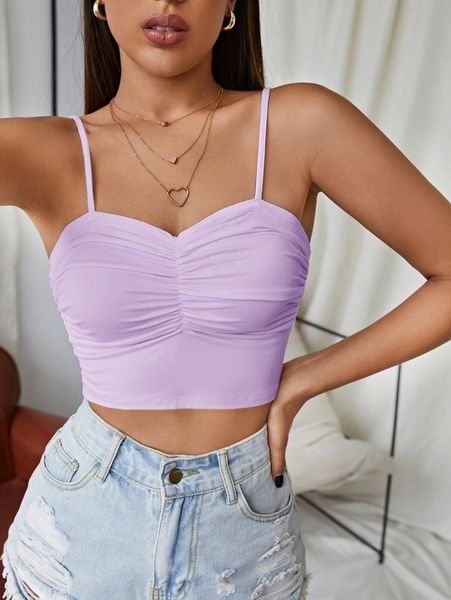ruched detail crop cami x1po#, White 
ruched detail crop cami x1po#, White