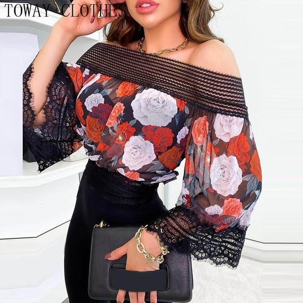 women's blouses & shirts women red lace floral print autumn long sleeve off shoulder bell shirt blouse1, White
women's blouses & shirts women red lace floral print autumn long sleeve off shoulder bell shirt blouse1, White